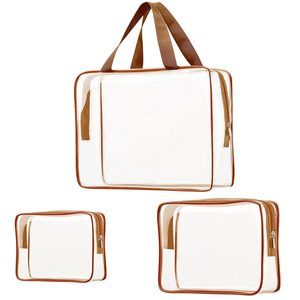 3pcs Crystal Clear Pvc Travel Toiletry Bag Kit For Women Men, Waterproof Vinyl🦋